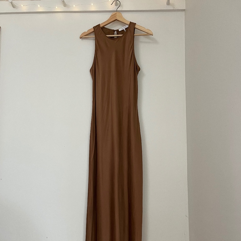 Frame BRONZE Silk Maxi Dress Size: M